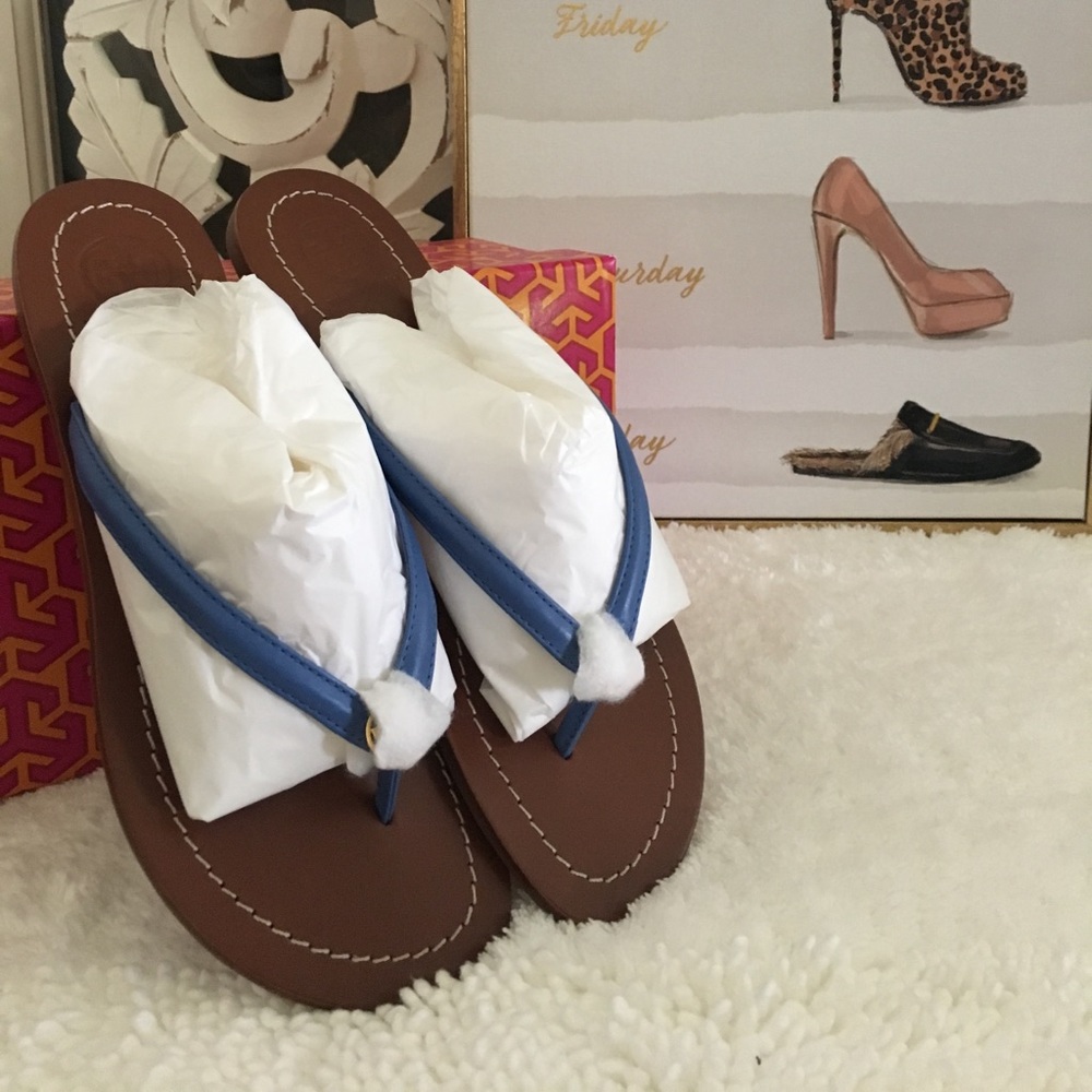 Tory Burch Chambray Terra Thong Veg Leather - Picture 2 of 7